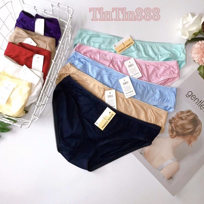 Quần lót nữ  cotton trơn co dãn mịn êm [5 quần] - quần chíp cotton - quan lot nu - TinTin888