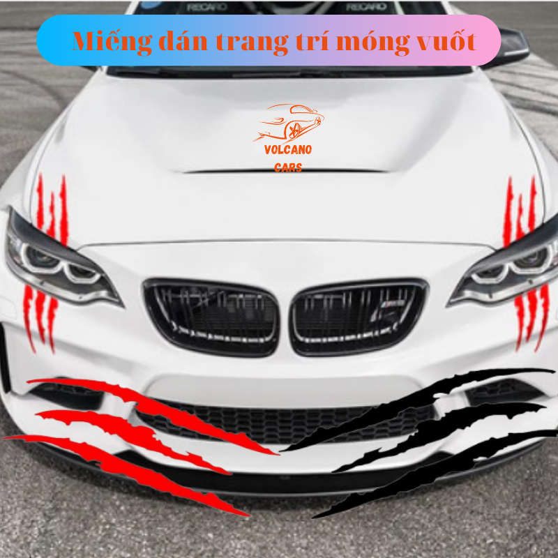 Miếng dán trang trí ô tô Volcano Cars mẫu móng vuốt nhiều màu dán đèn pha tạo điểm nhấn cho xe hơi