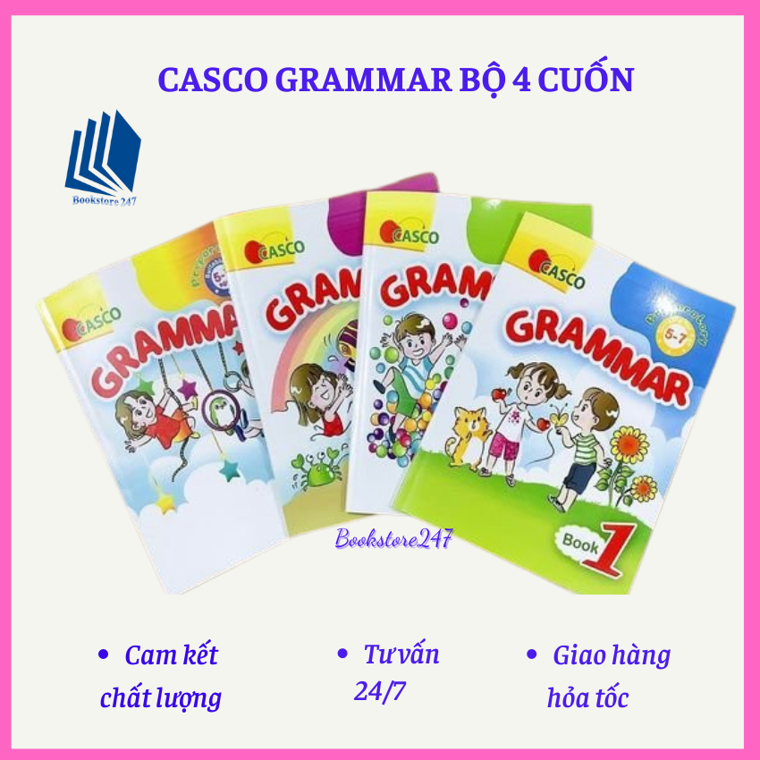 SÁCH - Casco Grammar bộ 4 cuốn 1, 2, 3, 4 đen trắng bìa màu