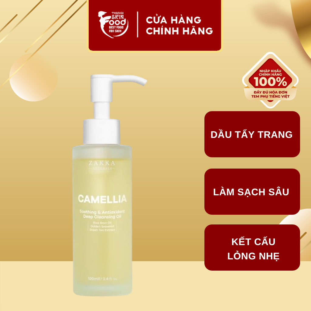 Dầu Tẩy Trang Zakka Naturals Làm Sạch Sâu Camellia Soothing & Antioxidant Deep Cleansing Oil 100ml ThegioiSkinfood
