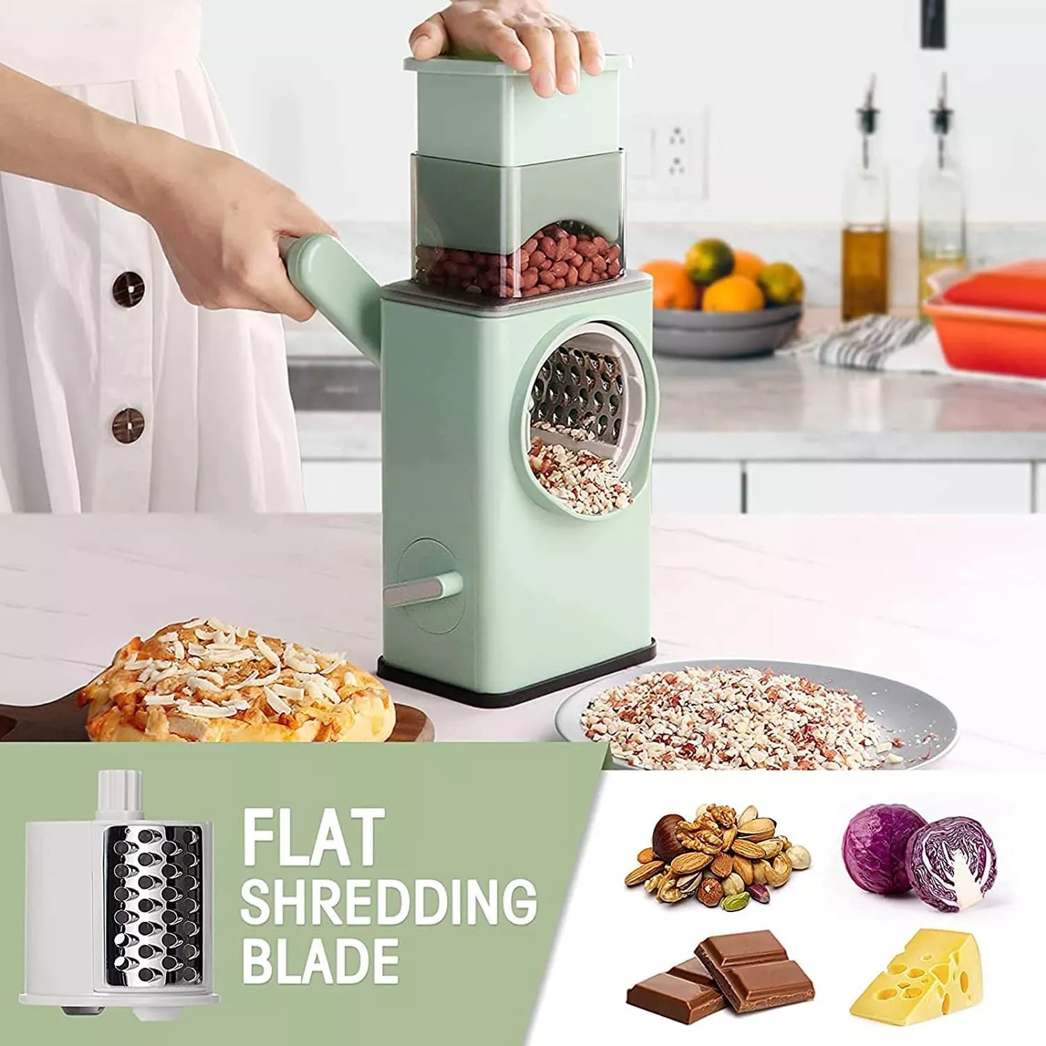 Máy xay tỏi ớt - Máy thái lát rau củ đa năng 4 in 1, Dụng cụ nhà bếp thông minh, dụng cụ cắt rau củ đa năng máy nạo, cắt bào củ quả, dụng cụ thái rau củ.