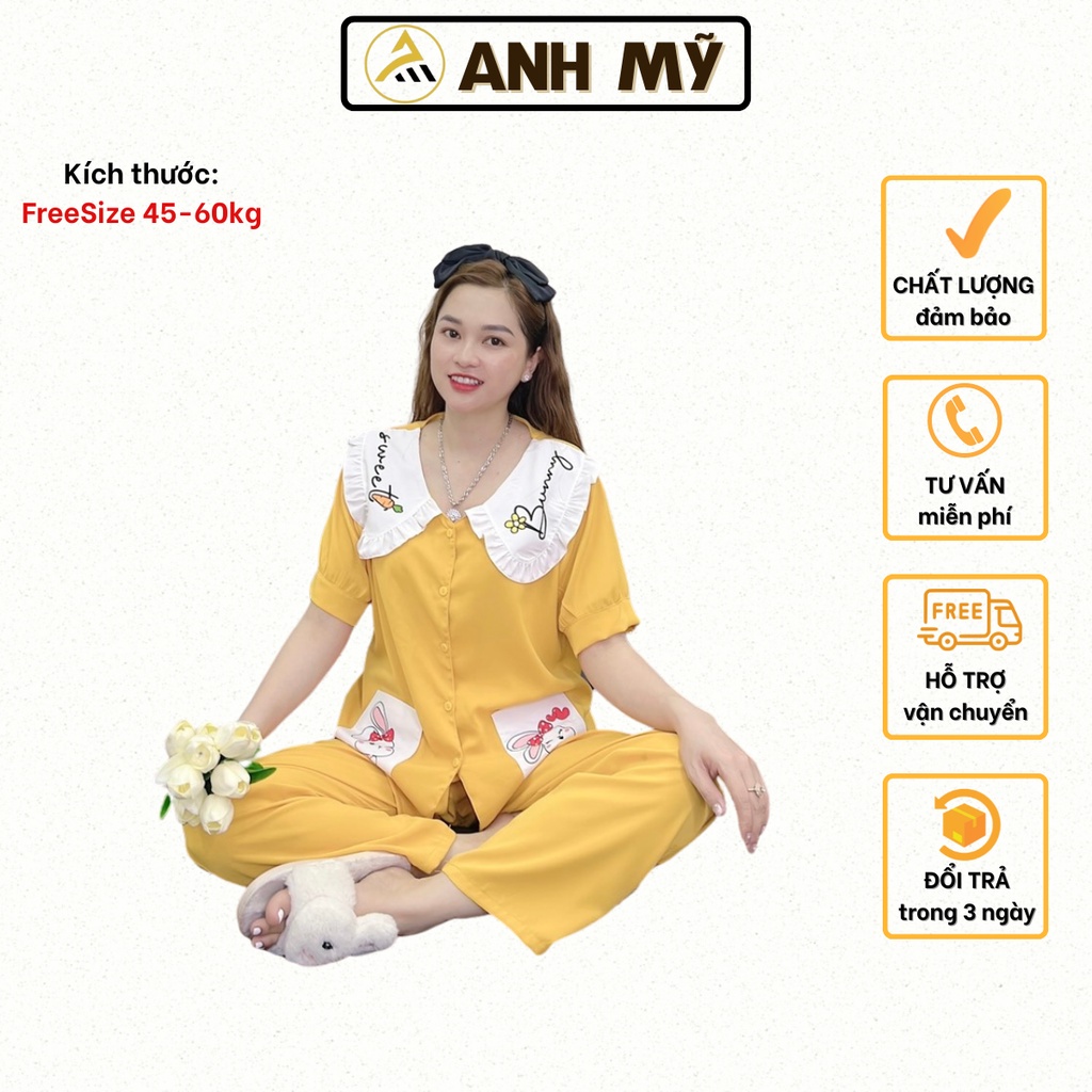 Đồ bộ nữ ANH MỸ pijama chất liệu lụa mango cao cấp tay ngắn quần dài MGD-01