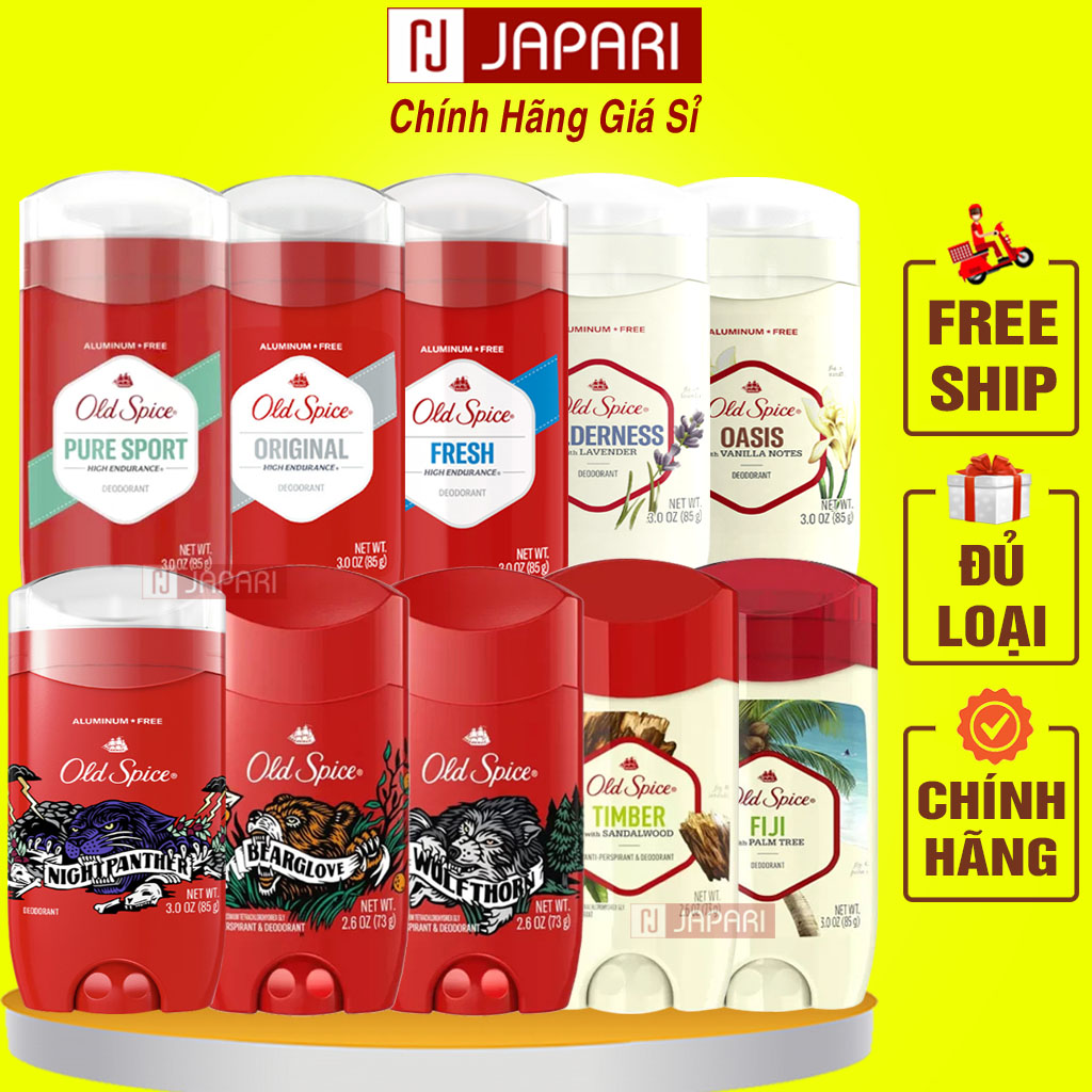 Lăn khử mùi old spice chính hãng- lăn khử mùi nữ ngăn mồ hôi nách - lăng khử mùi nam nữ nhiều hương lăn nách japari