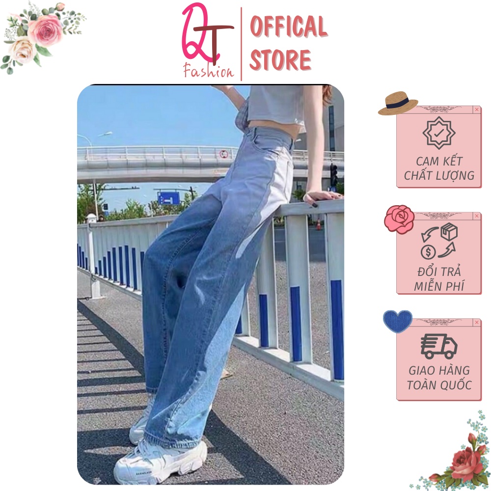 Quần bò nữ cạp cao Quần Jean nữ cạp cao ống rộng loang xanh độc lạ cá tính đủ size S M L, mẫu hot 2022 - Quần jean cạp cao - Quần bò cạp cao nữ - quần bò nữ - quần jean nữ