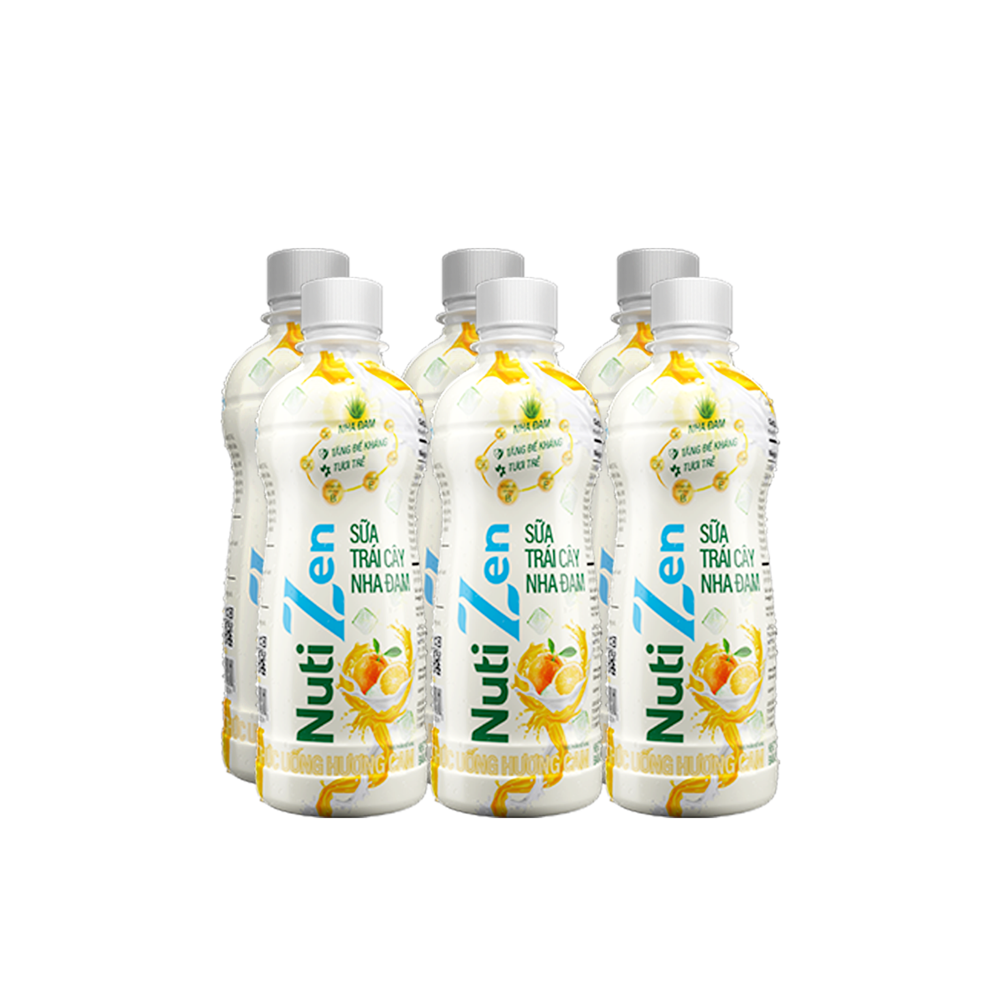 Combo 6 Chai Thức Uống Hương Cam Sữa Trái Cây Nha Đam Nutizen Chai pet 290ml CB6.NC290AZ - Thương Hiệu NUTIFOOD - YOOSOO MÂLL