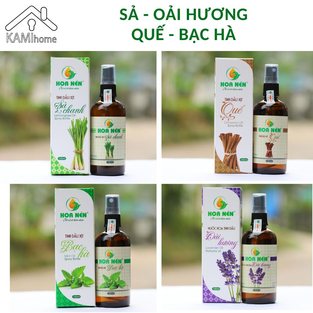Tinh dầu chai lớn 100ml đuổi muỗi thơm phòng (Chọn mùi Sả Quế Bạc Hà Oải hương ) an toàn cho người dùng qua đèn xông hoặc dùng trực tiếp lau nhà ngâm mùng màn quần áo Công ty Hoa Nén hàng Việt Nam mã 45000