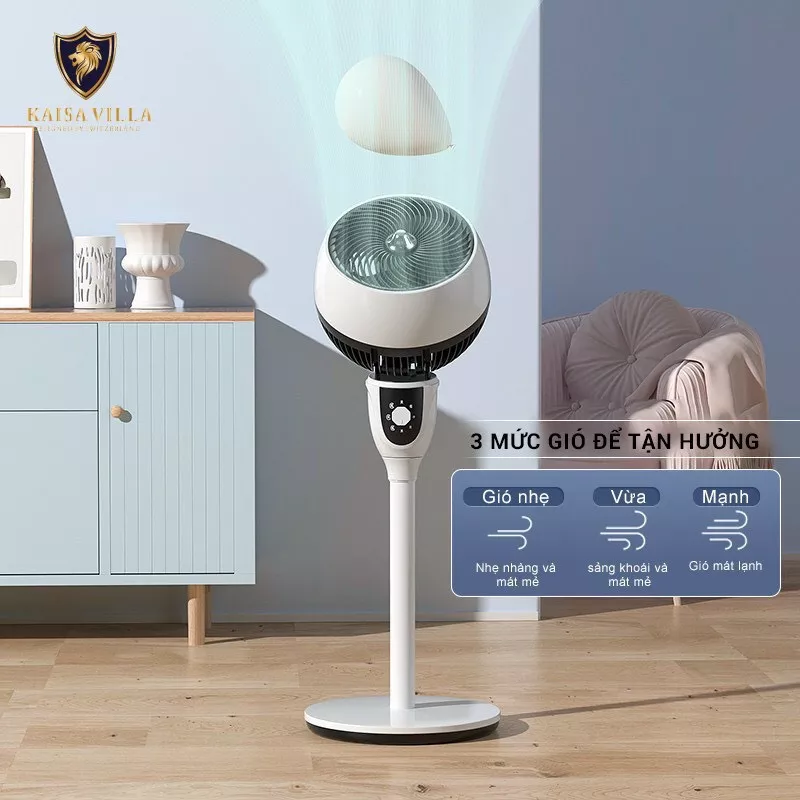 [ Free Ship ] Quạt điện tử KAISAVILLA WS 8005 DT Xoay 90 Độ, 3 Chế Độ Gió Mát Dịu Không Ồn, bảo hành 06 tháng