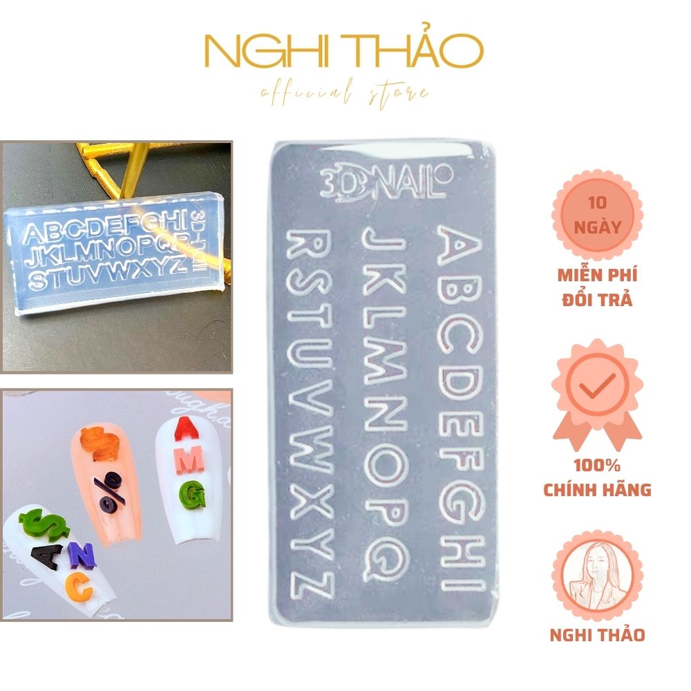 Khuôn silicon nail chữ cái nghi thảo