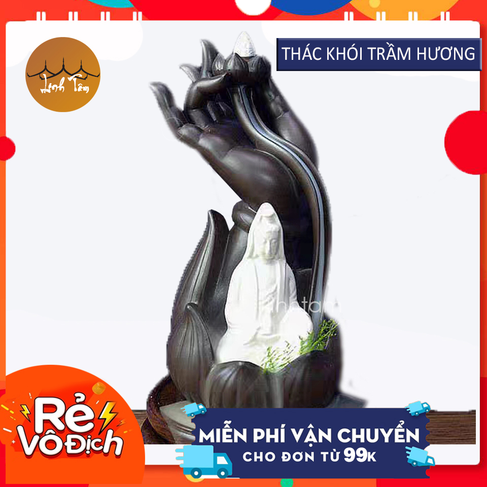 Thác khói trầm hương quan âm tọa thiền hoa sen