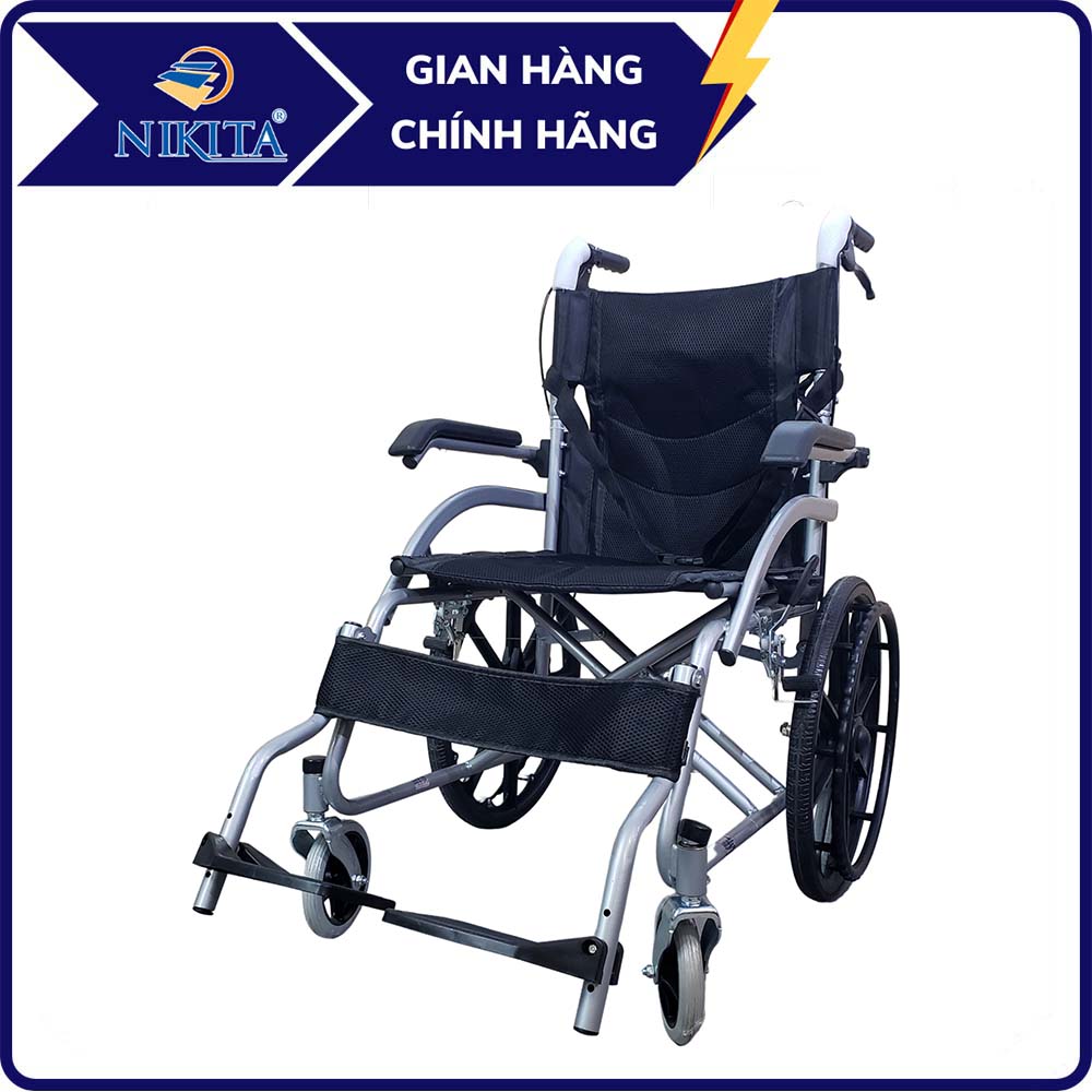 [HOT] Xe lăn gấp gọn xách tay, siêu nhỏ gọn, siêu nhẹ - Tay ghế có thể nâng lên tiện cho việc ra vào - Hàng chính hàng NIKITA
