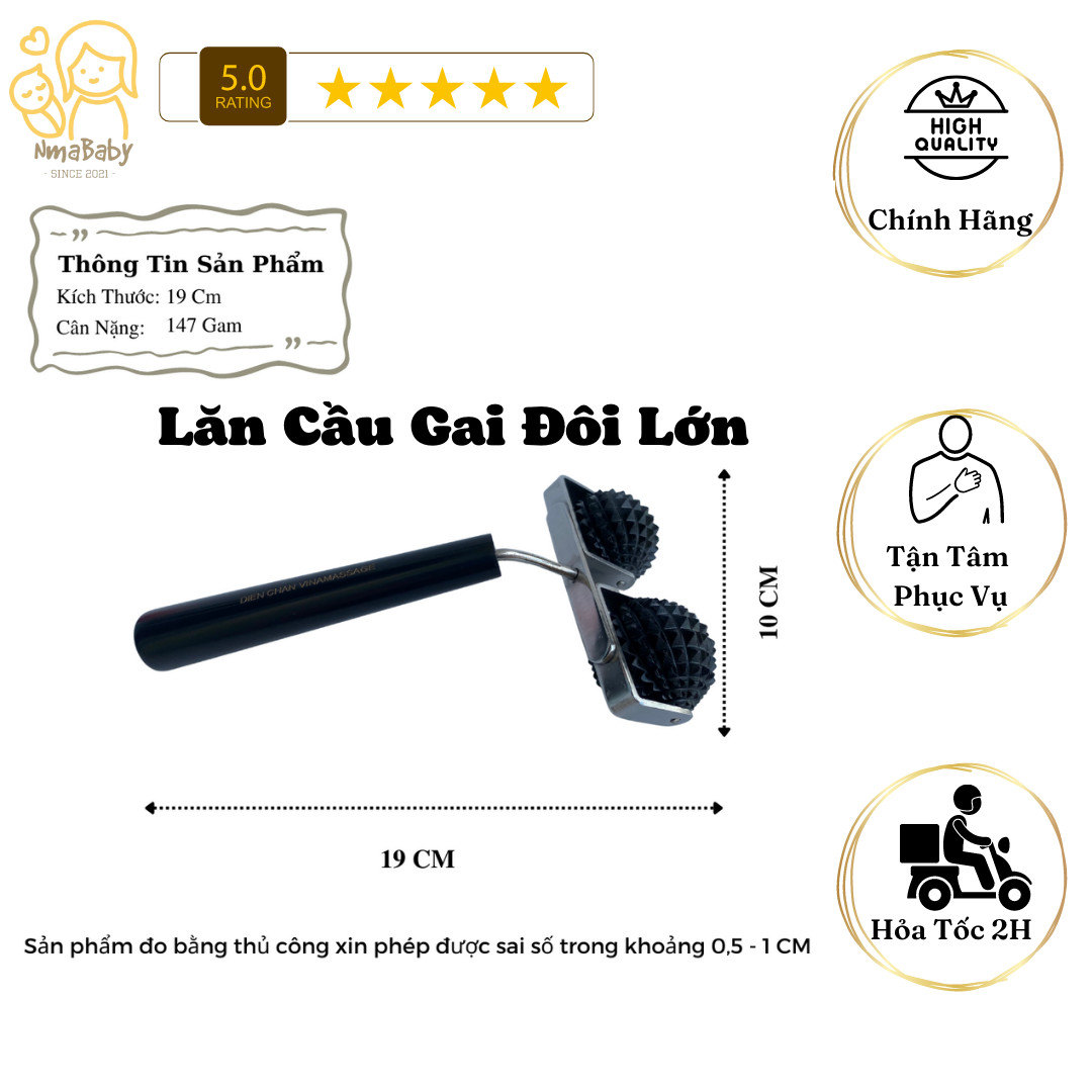 Dụng cụ diện chẩn - lăn cầu gai đôi lớn - hãng vinamassage