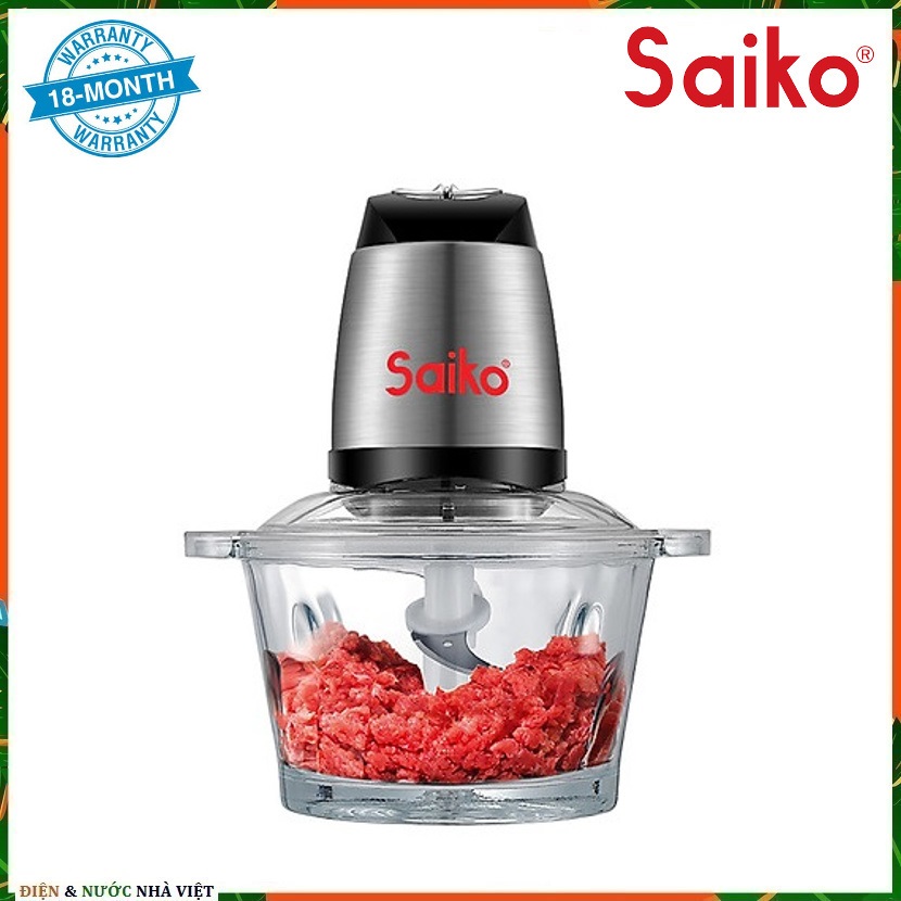 MÁY XAY THỊT ĐA NĂNG 2 TỐC ĐỘ SAIKO FCP-4001GL DUNG TÍCH 2 LÍT ( CÔNG SUẤT 400W - 2 LƯỠI DAO KÉP - LY THỦY TINH - BẢO HÀNH 18 THÁNG )