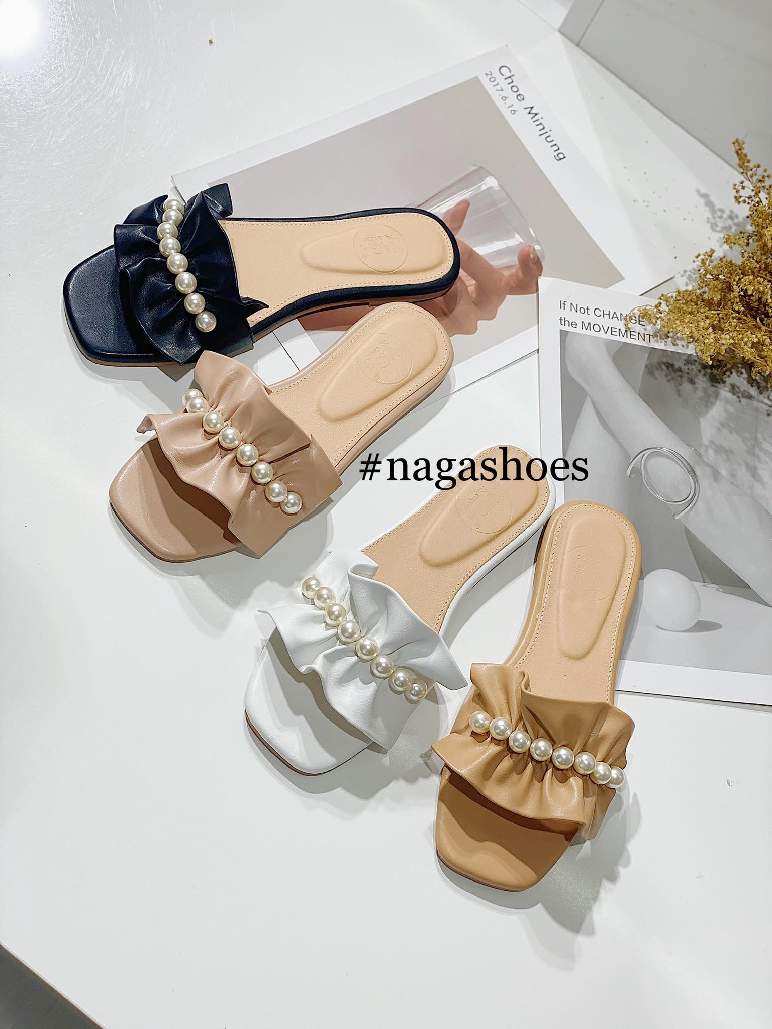 MÃ LAZADAFAHB01 - GIẢM 30K ĐƠN 100K DÉP NAGASHOES QUAI BÈO ĐÍNH NGỌC TRAI