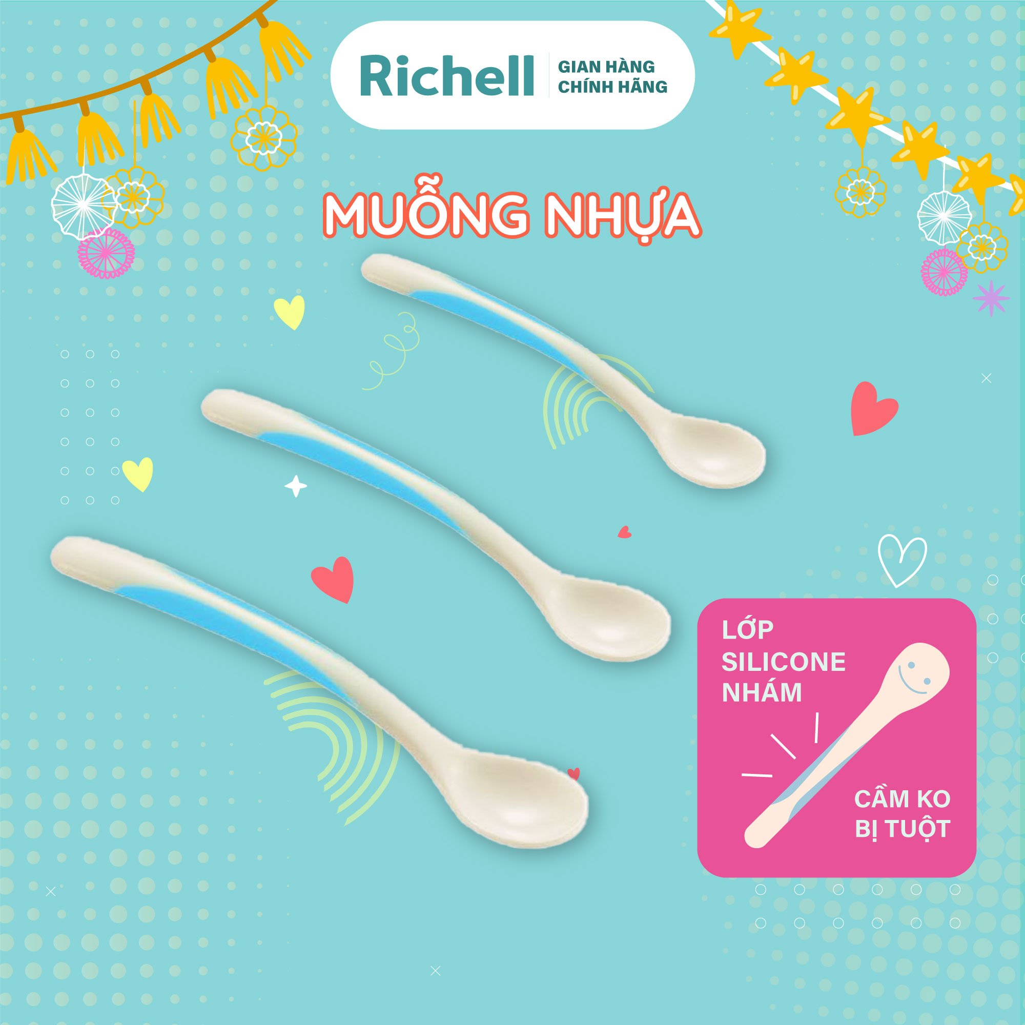 Muỗng nhựa richell cho bé ăn dặm | baby