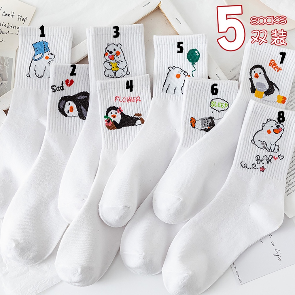 Tất họa tiết we bare bears - vớ gân cánh cụt dễ thương unisex