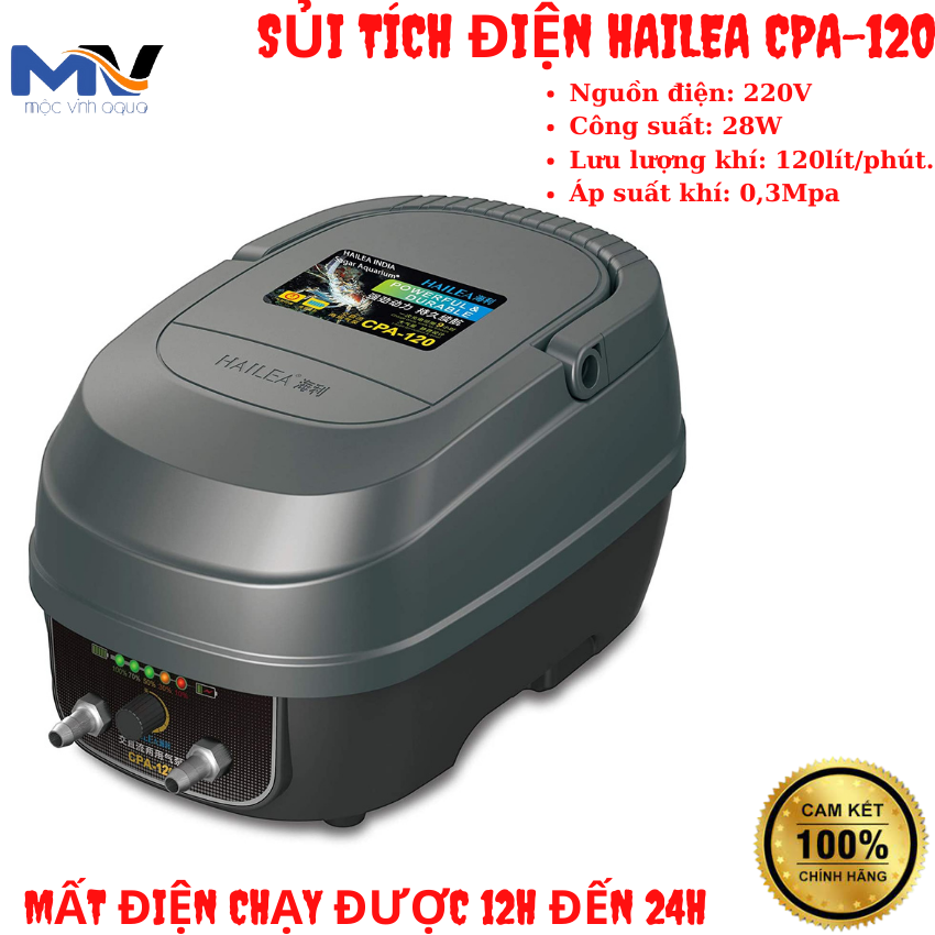 [HCM] MÁY SỦI OXY TÍCH ĐIỆN HAILEA CPA-120 / CP-60 60L/h PIN12H | CƯA HÀNG CÁ CẢNH VÀ THIẾT BỊ LỌC NƯỚC HỒ CÁ MÔC VINH AQUA