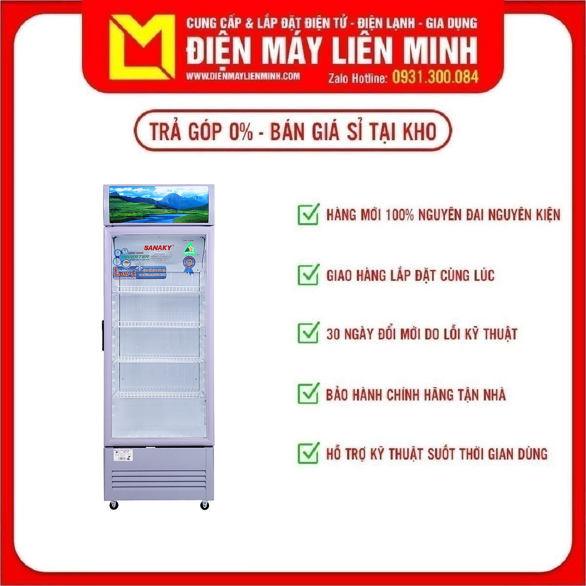 Tủ mát Inverter Sanaky VH-358K3L 350 lít - Công nghệ Inverter tiết kiệm chi phí điện Công nghệ kính Low-E chống tia cực tím giữ nhiệt tốt. Thiết kế đèn LED siêu tiết kiệm điện có hệ thống sưởi kính.