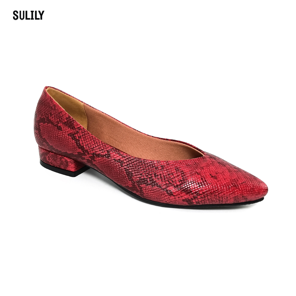 Giày Bít Công Sở Gót Vuông 2cm Sulily màu đỏ