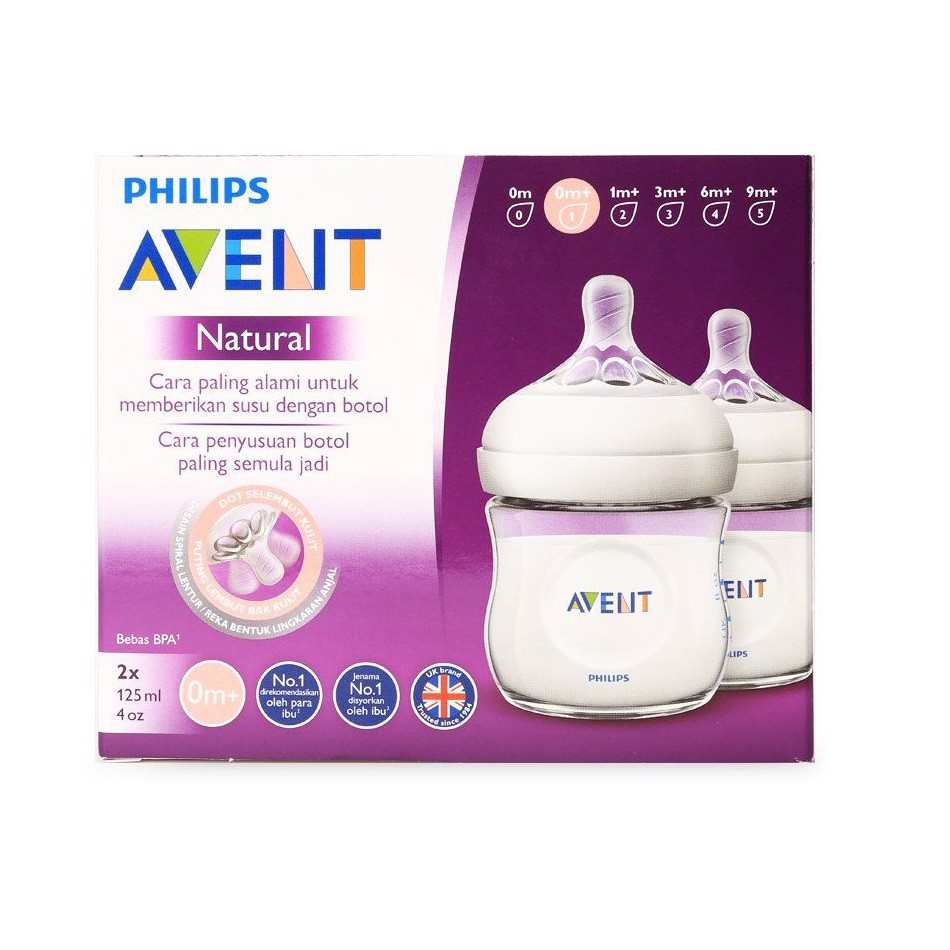 Bộ 2 bình sữa philips avent natural 125ml / 260ml / 330ml bằng nhựa pp, không có bpa