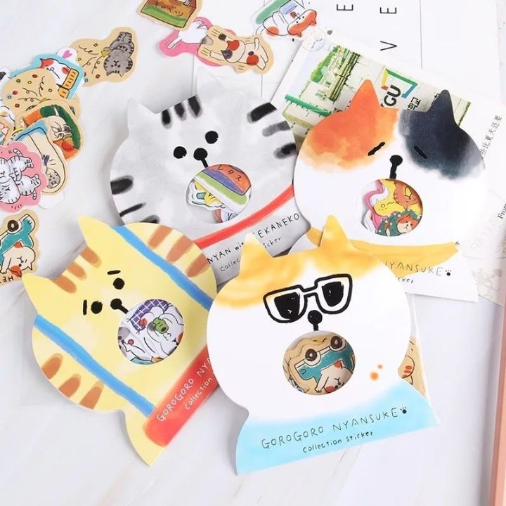 Bộ 30 Miếng Dán Trang Trí Sticker Trang Trí Sticker Hình Mèo Phong Cách Hàn Quốc Dễ Thương