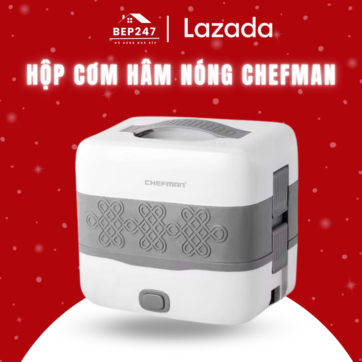 Hộp Cơm Chefman CM - 121i, Bảo Hành 12 ThángHâm Nóng Thức Ăn, Nấu Chín Cơm Như Nồi Điện Thông Thường + Túi Da Giữ Nhiệt