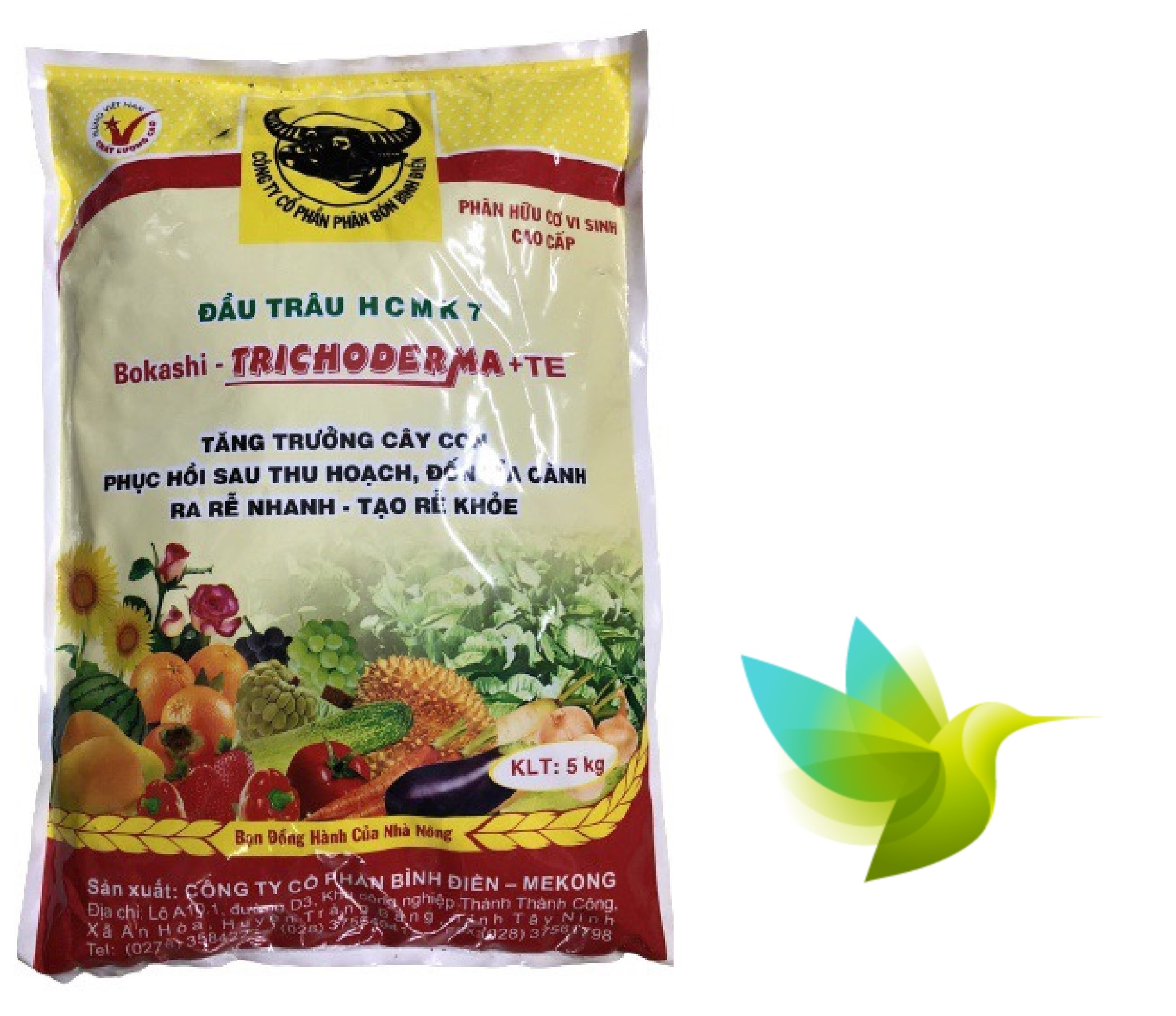 Phân bón hữu cơ vi sinh cao cấp đầu trâu hcmk7 bokashi - trichoderma + te - #146a# 5kg