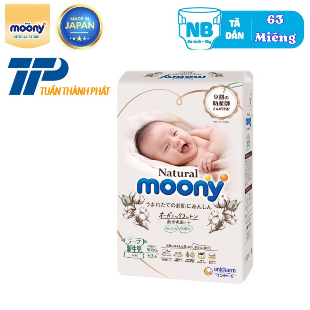 Bỉm moony natural 💝freeship💝 moony natural nội địa chính hãng - bỉm moony dán/quần đủ size nb63/s58/m48/l36/xl32