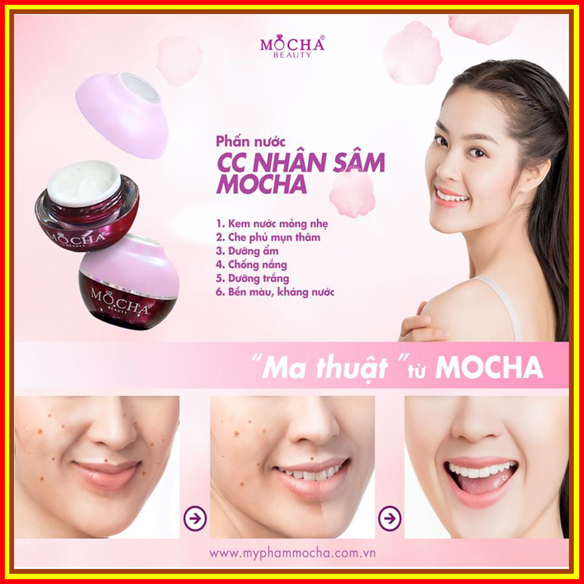 [Chính Hãng - Mocha beauty ] Kem Phấn NướcCC Nhân Sâm Vàng Mocha