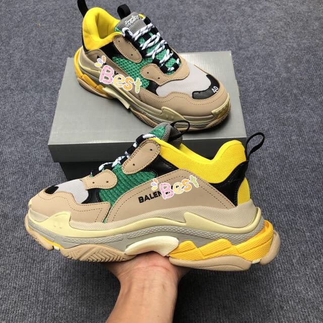 Giày Sneaker trip S thể thao Nam nữ Màu vàng xanh đế phân tầng cao 5cm