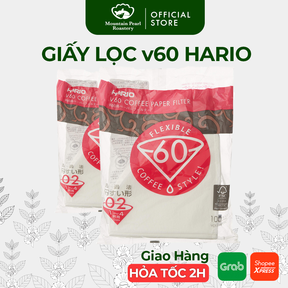 Giấy lọc cà phê phễu v60 hario, size 1-2 cups và size 3-4 cups - mountain pearl roastery