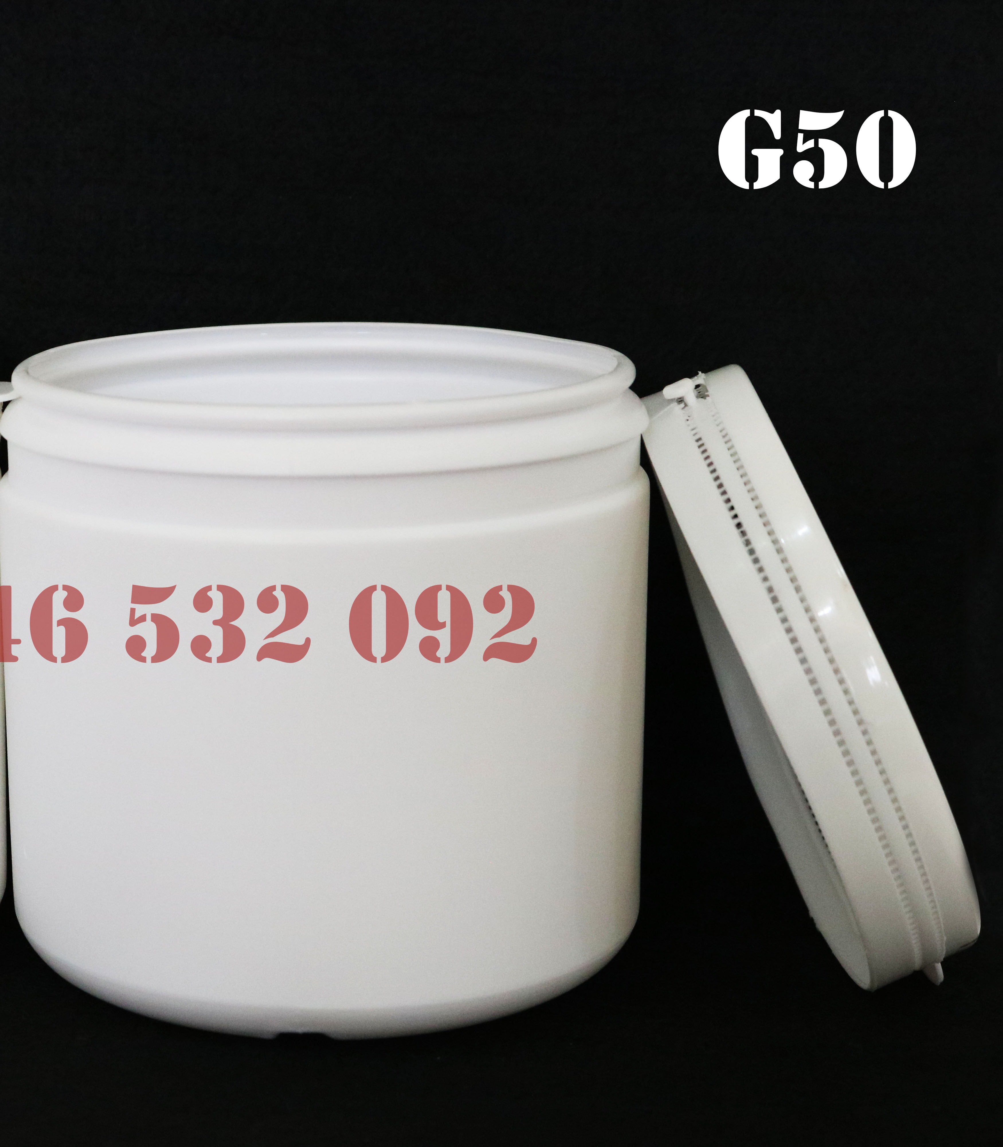 1 Hủ Nhựa Trắng Đục Nắp Galenti - G50 - Đựng Từ 700g Đến 1Kg BỘT MỊN