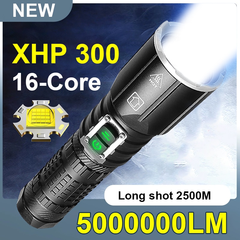 XHP300 Đèn pin Có Thể Sạc Lại Đèn Pin LED Đèn Pin Sạc đèn pin siêu sáng Ánh Sáng có thể sạc lại với công suất lớn đèn pin chiến thuật 100000 Lumens Touchlight chịu lực cao Siêu Mịn Đèn Pin Mạnh Mẽ Nhất Torchlight 18650 Đèn Pin Zoomable Cảm Ứng