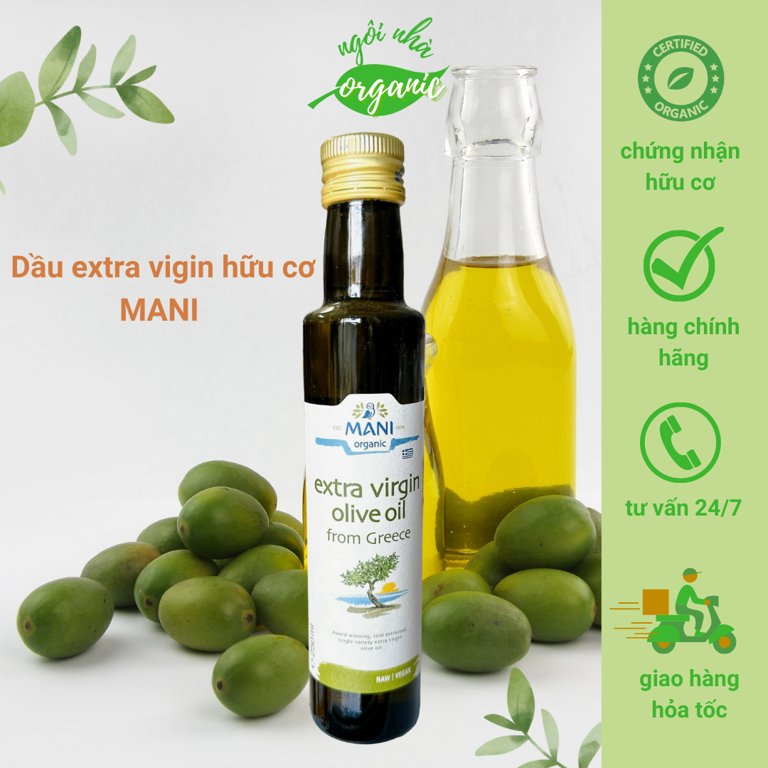 Dầu Oliu Extra Virgin ép lạnh hữu cơ Mani 250ml - Extra Virgin Olive Oil