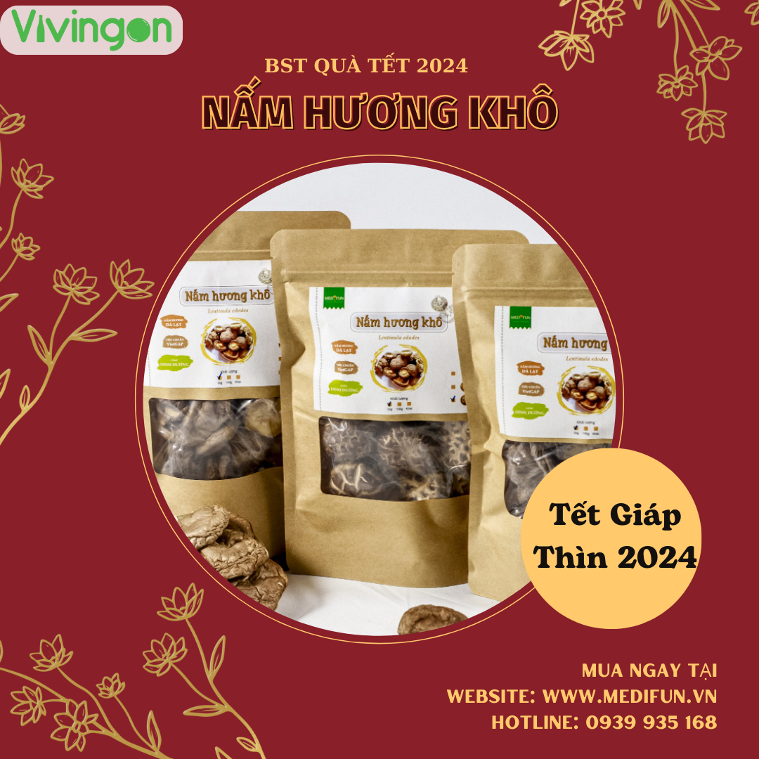 Nấm hương khô langbiang sạch chuẩn vietgap loại 1 - - shiitake đà lạt gói 100g - vivingon