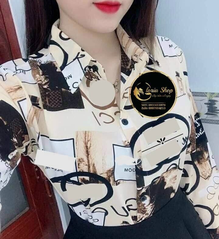 [HCM]Áo Sơ Mi Nữ Họa Tiết Hình Kiểu Chữ Dáng Trẻ Thanh Lịch Trẻ Trung Đường Phố Thời Trang Trẻ mimi fashion 718