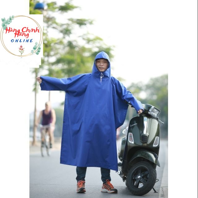Áo mưa vải dù cao cấp cánh dơi 1m4 - cỏ úa