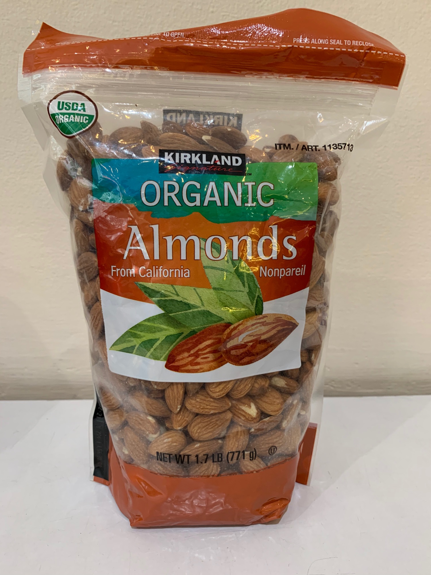 Hạnh nhân hữu cơ Kirkland (organic Almonds - 0,771kg)