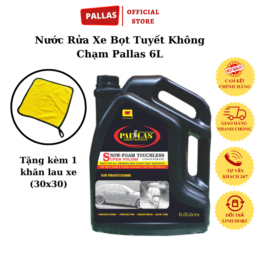 Nước Rửa Xe Bọt Tuyết Không Chạm Pallas 6 lít - Pallas shop chính hãng