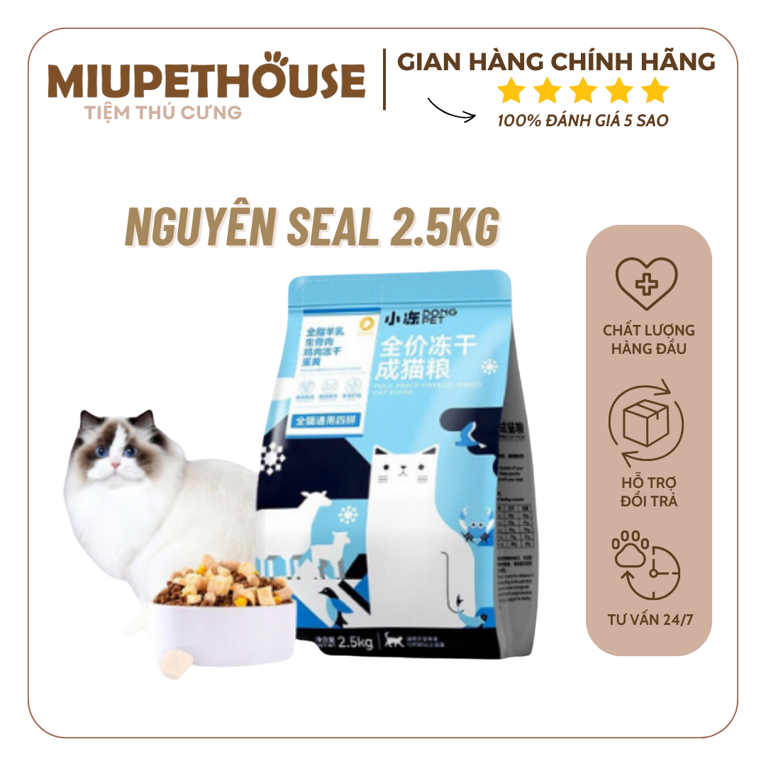 Thức ăn cho mèo bịch 2.5kg dạng hạt trộn cùng thịt sấy khô DONGPET cao cấp chuyên dành cho mèo kén ăn