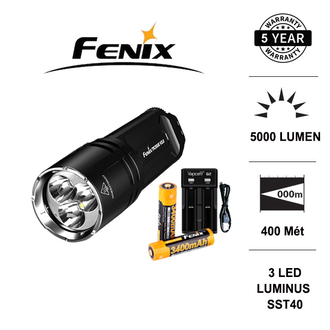 Đèn pin fenix tk35ue v2.0 độ sáng 5000 lumen chiếu xa 400m 3 led luminus sst40 sử dụng 2 pin sạc 18650 đèn đèn pin