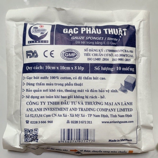 Gạc phẫu thuật vuông 10cmx10cm