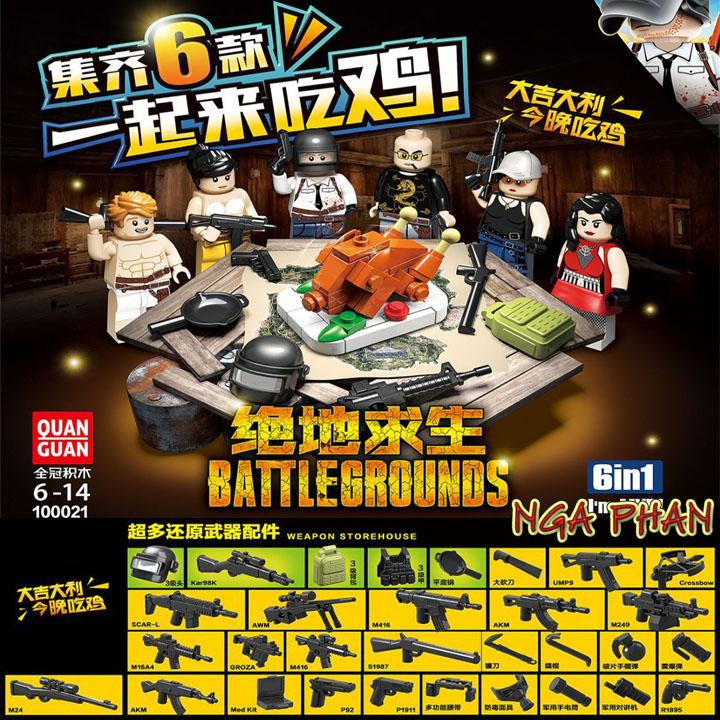 Bộ 6 Nhân Vật Game PUBG Bữa Tiệc Gà Quay Lego Quan Guan Đồ Chơi Xếp Hình Lắp Ráp