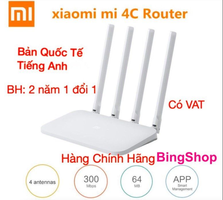 Hot Deals - Phiên bản Quốc Tế Tiếng Anh - Bảo hành 2 năm 1 đổi 1 - Xiaomi Bộ Phát Wifi Router - Mi Router 4C - Hàng Chính Hãng