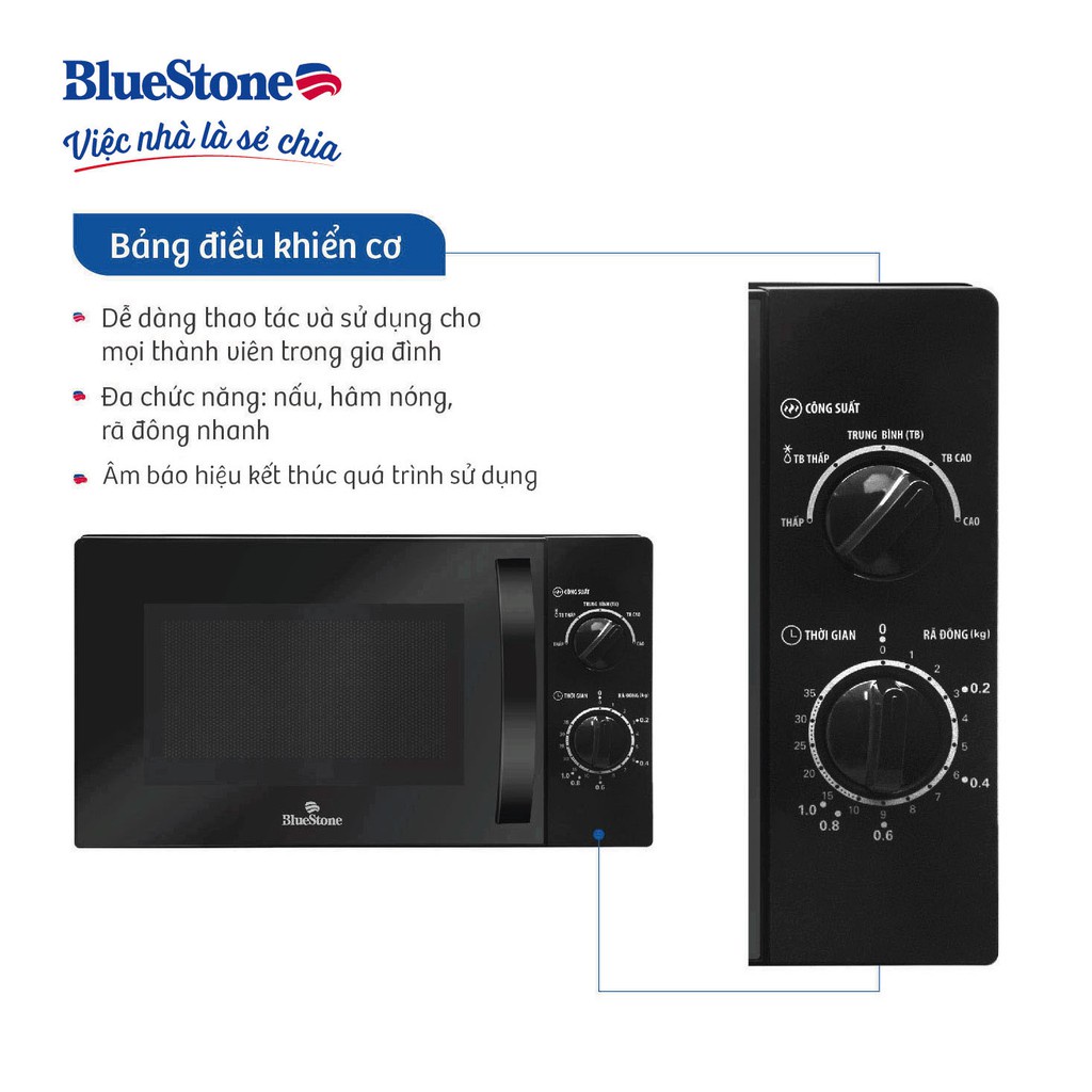 Lò Vi Sóng BlueStone MOB-7709 Dung Tích 20L Công Suất 1050w Bảo Hành Chính Hãng