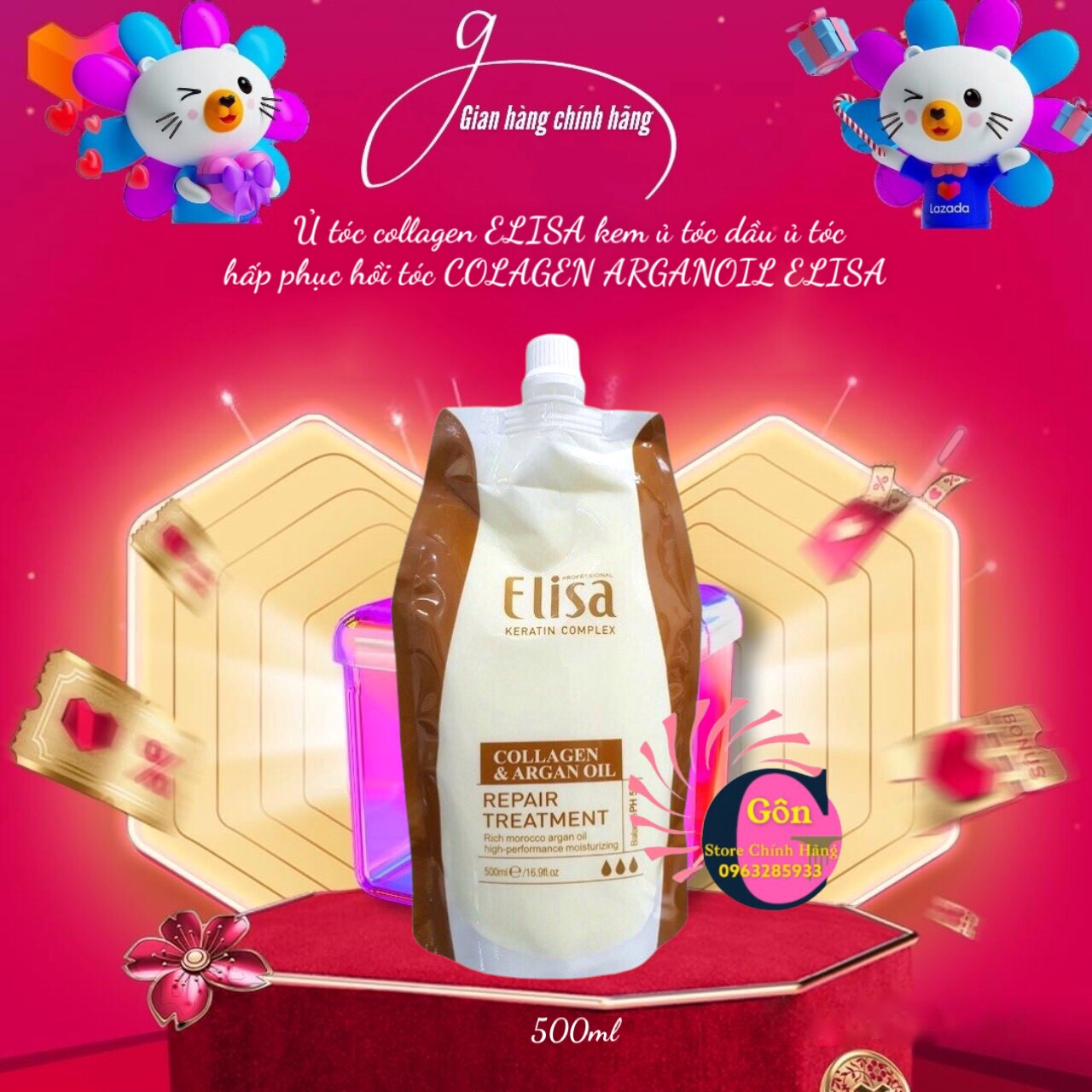 Dầu Hấp Tóc Elisa Collagen & Argan Oil 500ml
