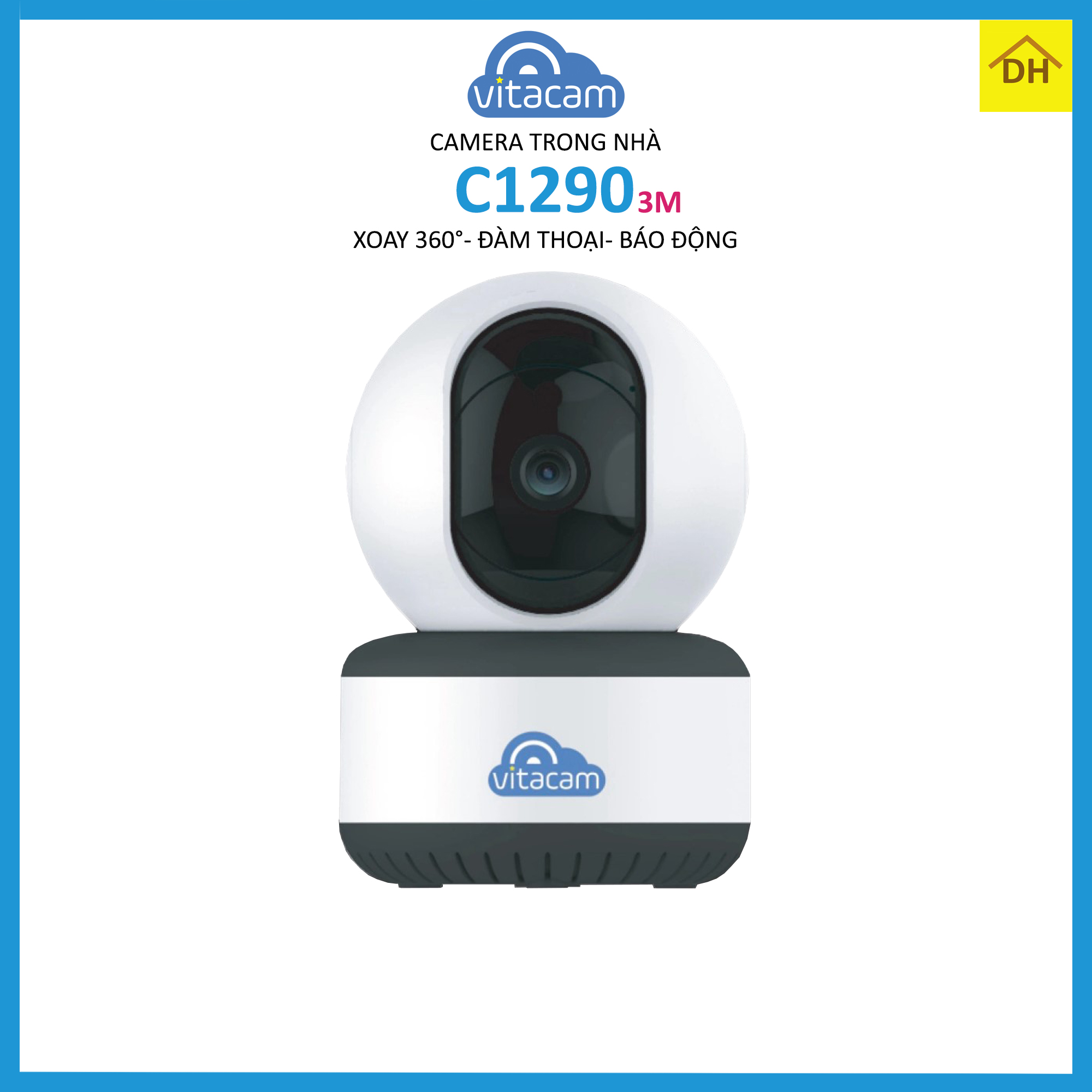 Camera VITACAM C1290 Xoay 360 Độ Full HD 3.0MP 1080p- Đàm Thoại 2 Chiều- Báo Động Chống Trộm- Wifi Không Dây Trong Nhà