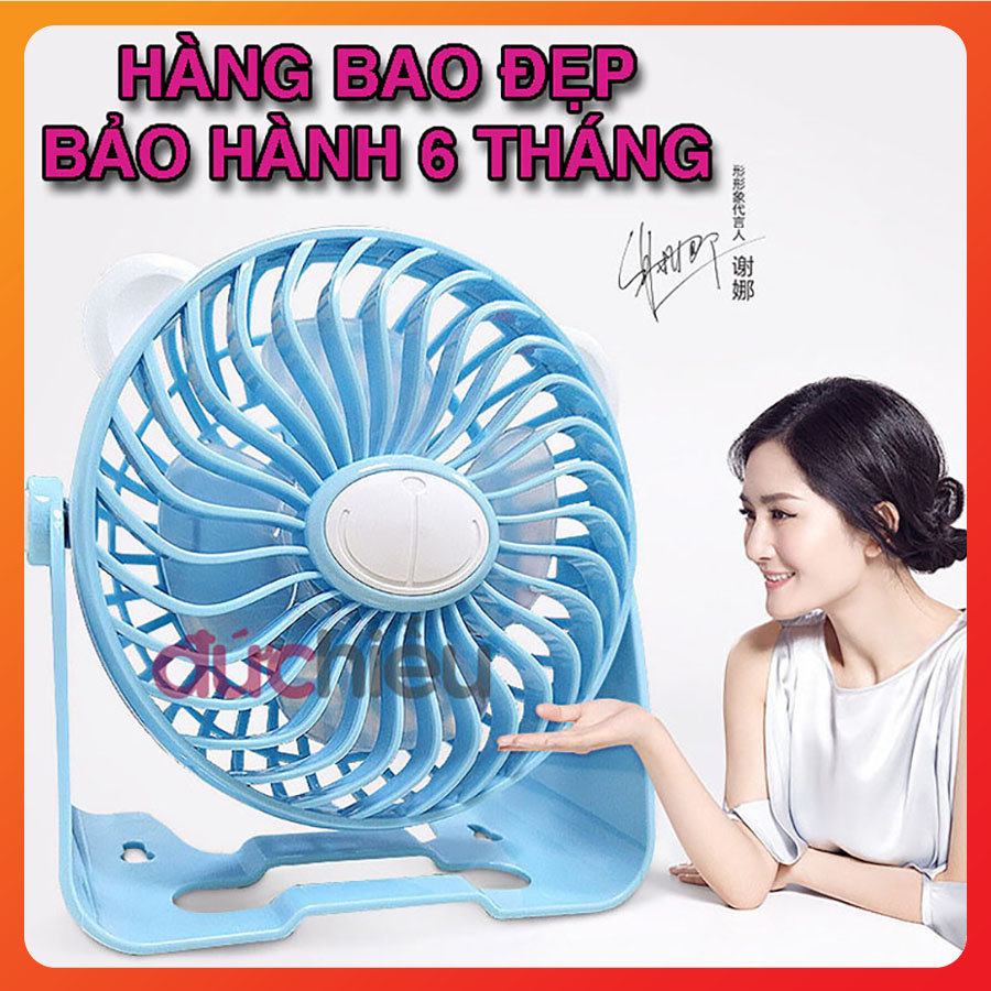 Quạt Tích Điện Mini ĐỨC HIẾU SHOP Có Volume Điều Chỉnh Tốc Độ Xoay 360 Độ