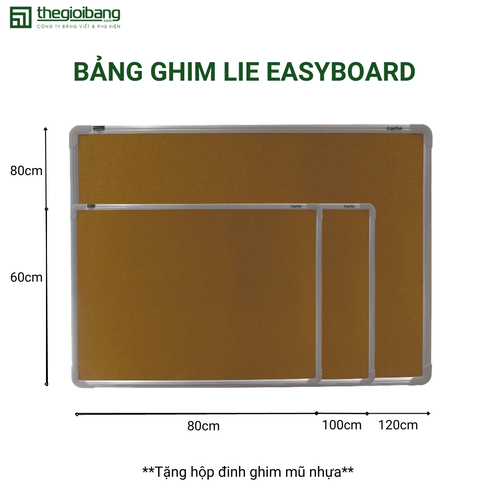 HCM - Bảng Ghim Lie Khung Nhôm - Bảng Tân Hà chính hãng - KT 60x80cm, 60x100cm, 80x120cm - Tặng Ghim