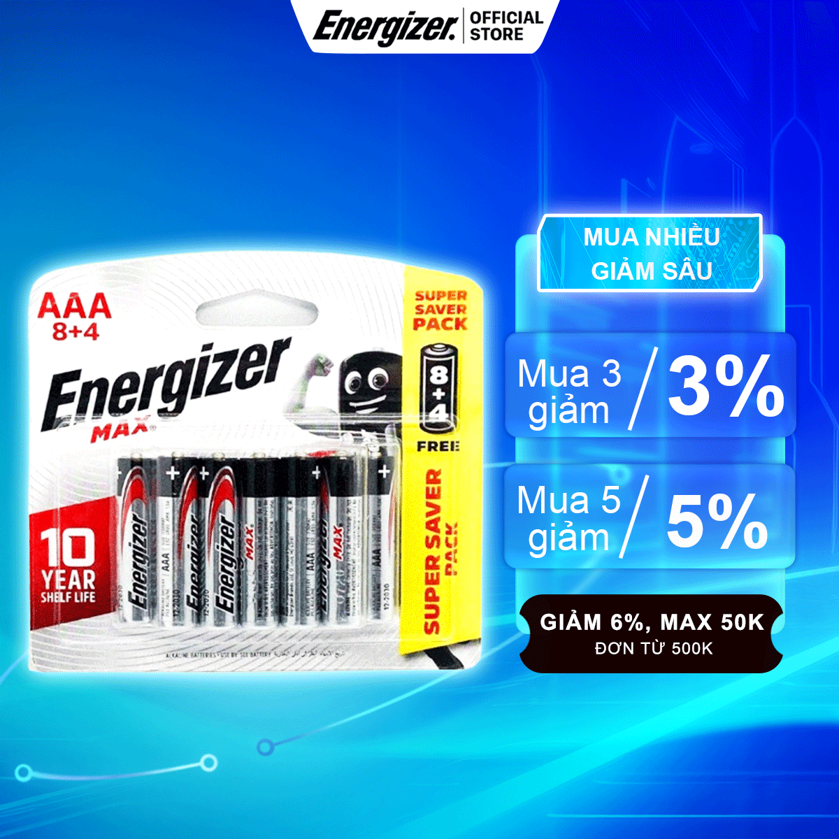 PIN AAA ENERGIZER MAX E92 Siêu Bền - Hàng chính hãng