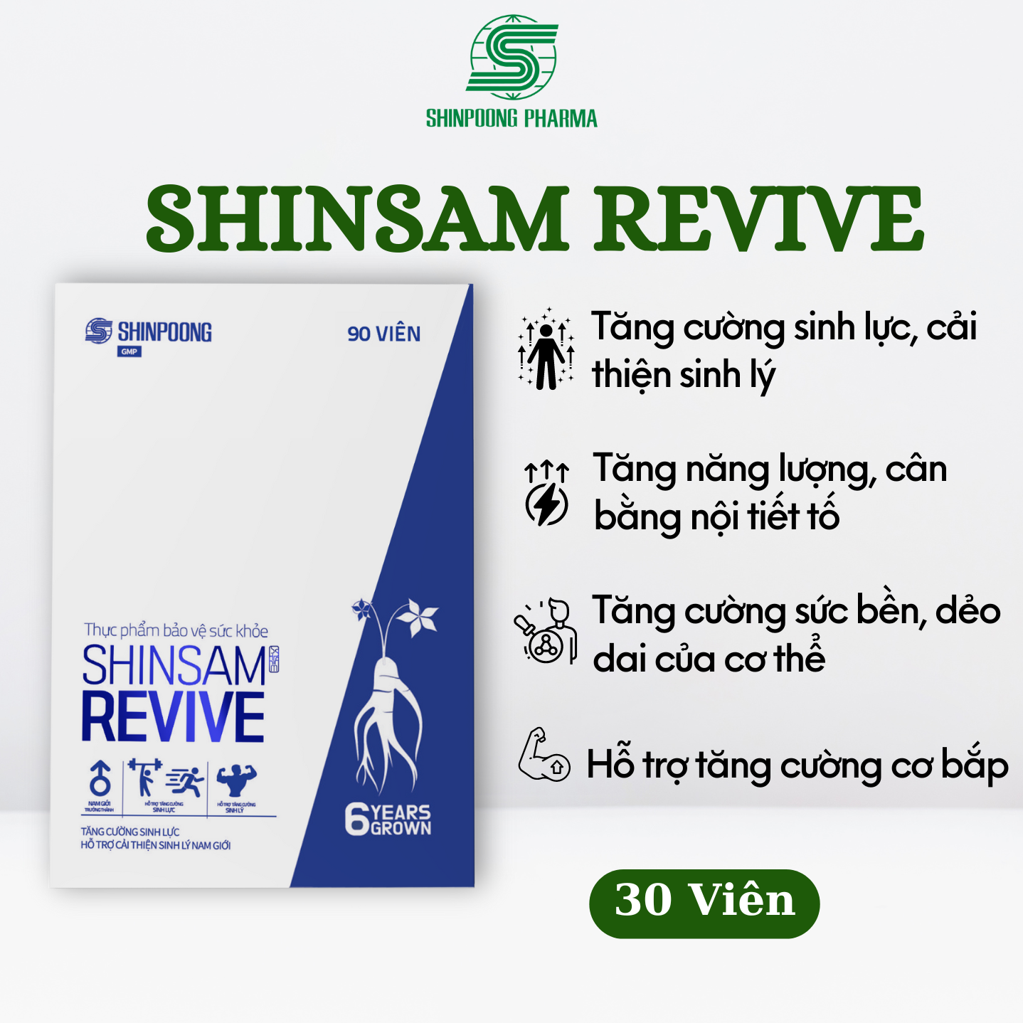 (Hộp 30V) Viên Uống SHINSAM REVIVE Tăng Cường Sinh Lực Và Sinh Lý Dành Cho Nam Giới - SHINPOONG PHARMA